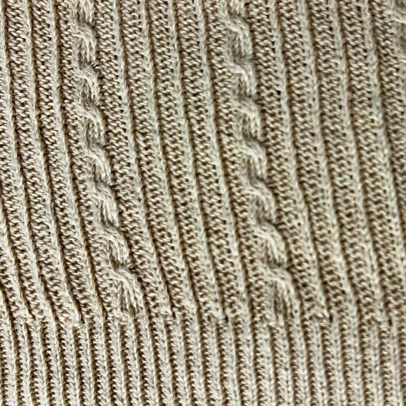 geoffrey beene Linen Blend Cable Knit Tan Sweater Mens Summer Beach L Fishermen - Picture 8 of 8